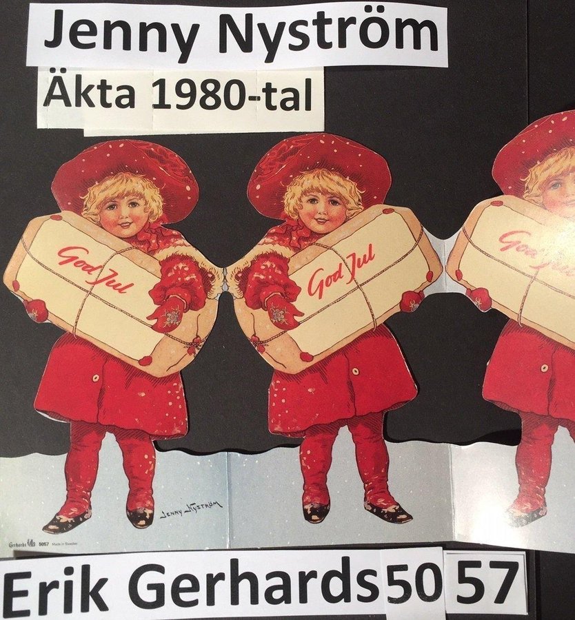 Jenny NYSTRÖM: Paketflicka 1980t EG5057Pappersrad15x70cmJulradTomteparad