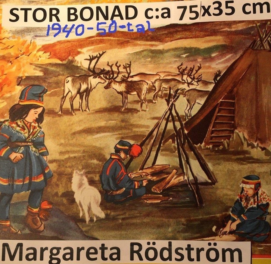 Margareta Rödström: Same-by i höst WW664 1940-50t STOR PappersBONAD 75x35cm