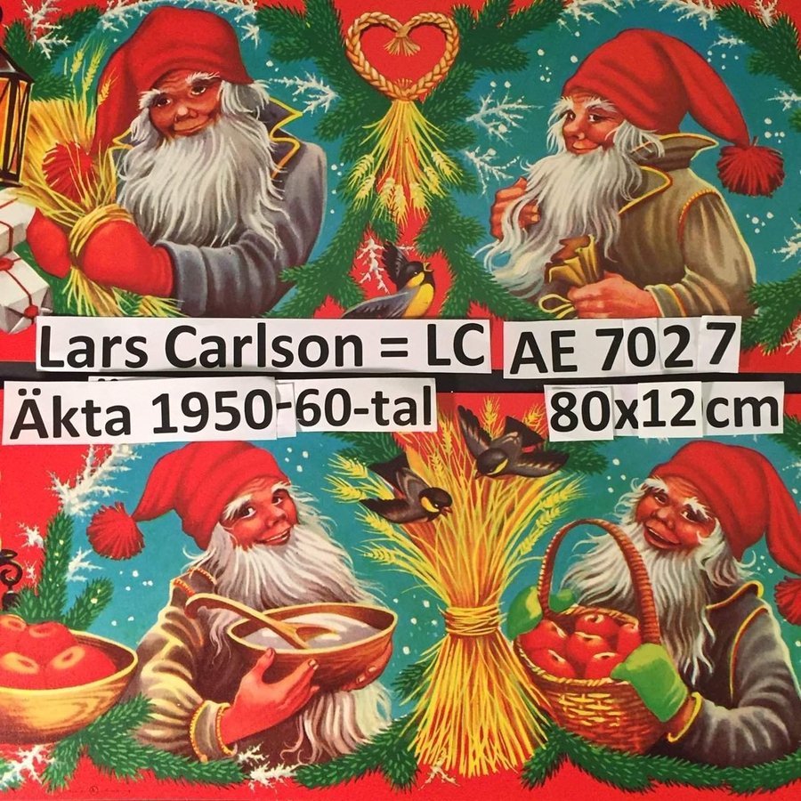 LC 7027: LARS CARLSsON: Tomte-kärvar 1950-60tals PappersBONAD 12x80cm