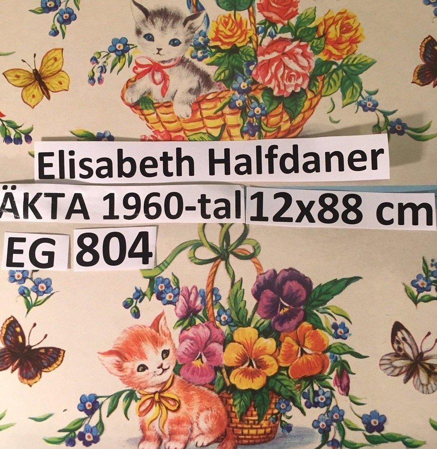 Elisabeth Halfdaner: Katt-ungar fjärilar 1960-tal EG804Pappersbonad 12x88cm