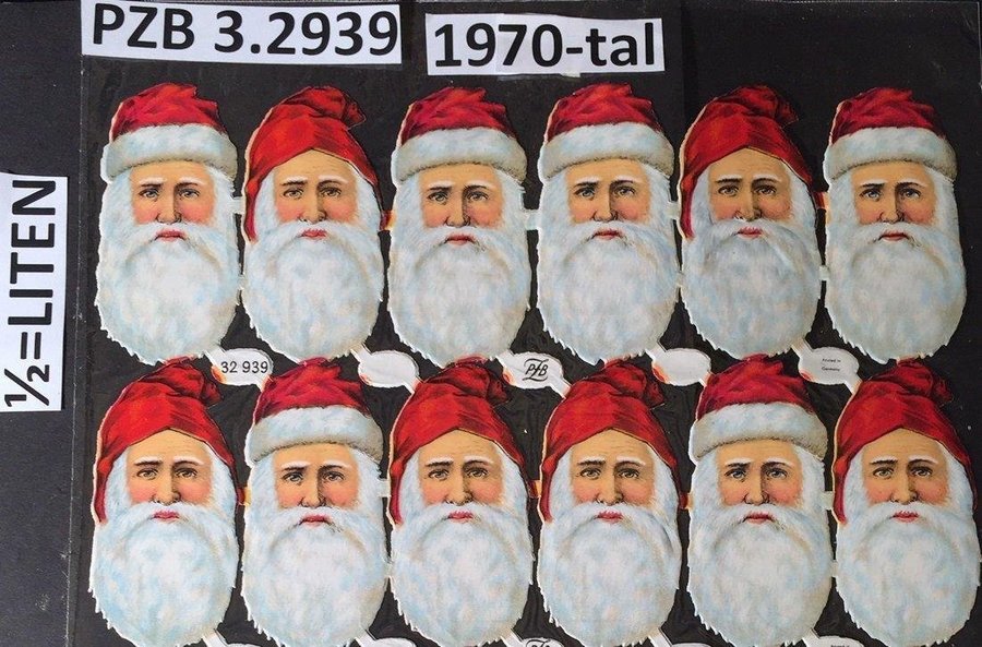 PZB 32939 ½: 2x6 Tomte-huvuden Logo GAMMAL LITEN karta bokmärken1970t 16x25c