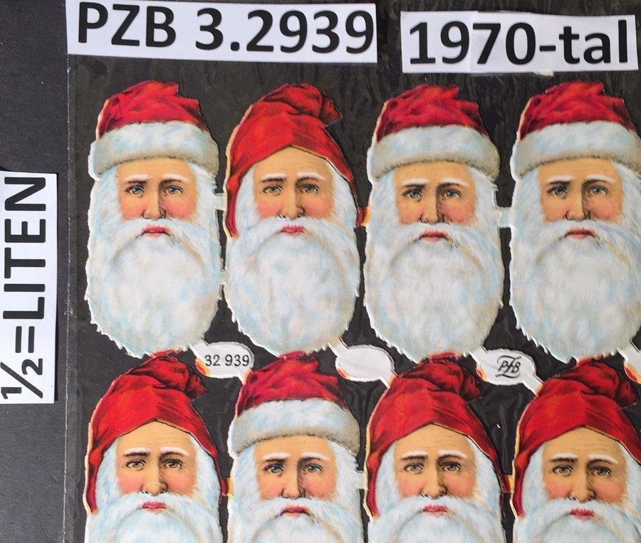 PZB 32939 ½: 2x6 Tomte-huvuden Logo GAMMAL LITEN karta bokmärken1970t 16x25c