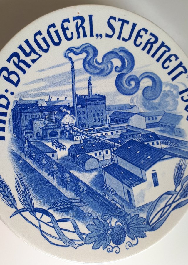 1908 ALUMINIA Bryggeriplatte Stjernen Öl Väggtallrikar. Bryggeri Vægtallerken Øl