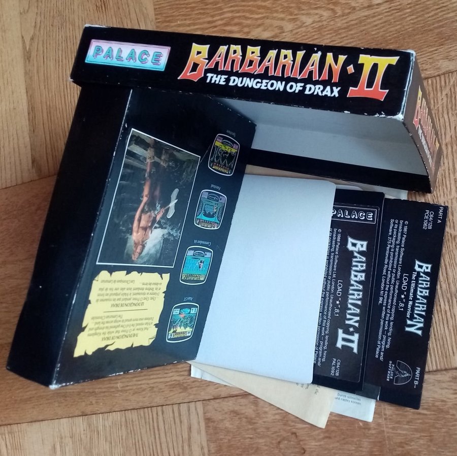 Barbarian II The Dungeon of Drax + Barbarian (Palace) Disk -TESTAD- Commodore 64