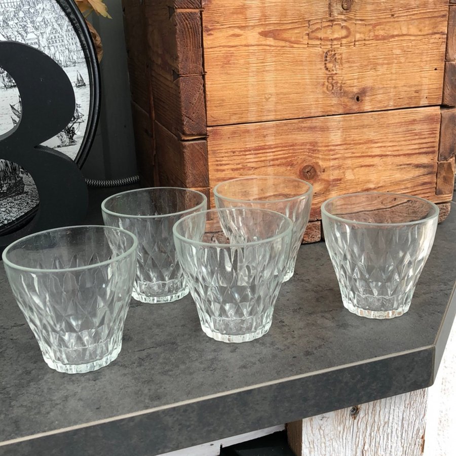 5 st Dricksglas Vereco Lulli France retro glas