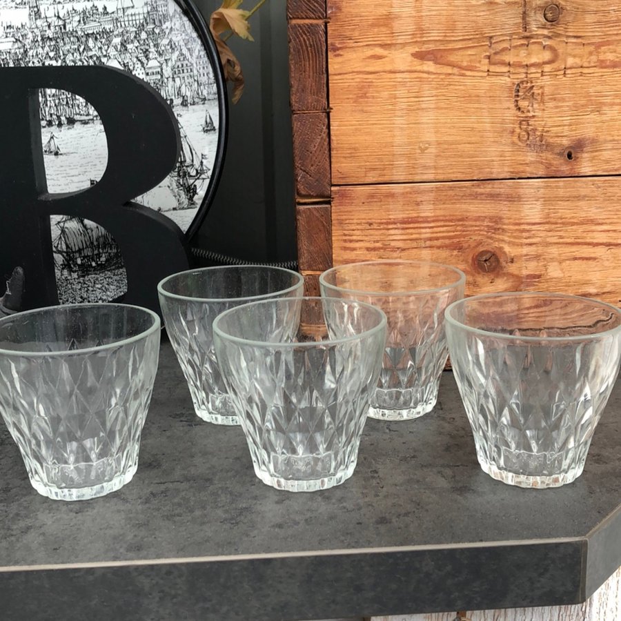 5 st Dricksglas Vereco Lulli France retro glas