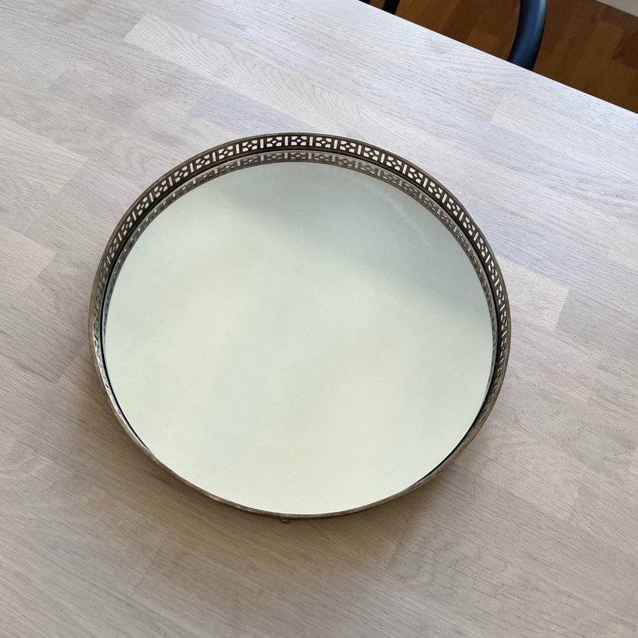 Zara Home Round Metal and Mirrored Tray