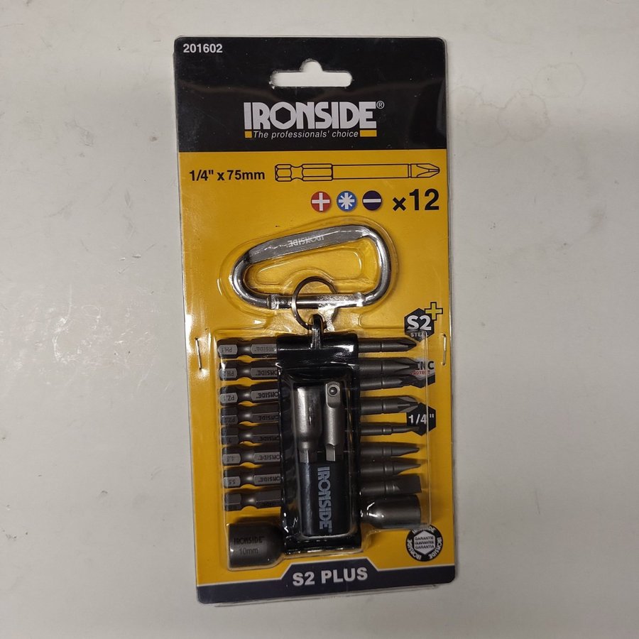 IRONSIDE 1/4" x 75mm bitssats med 12 bitar