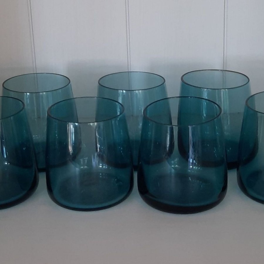 6 st selterglas glas smaragdgröna gröna emerald i mycket fint skick!