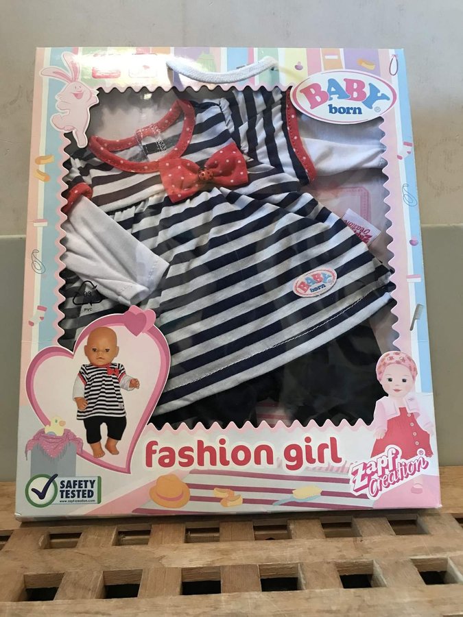 Baby Born Fashion Girl vit blå tunika och byxor Till Docka