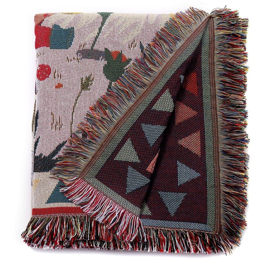 Bohemian Art Illustration Sofa Blanket Camping Outdoor Carpet Tapestry,130*160cm