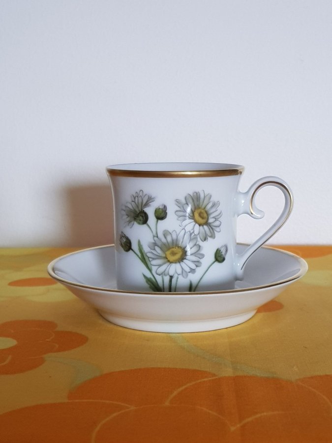 Retro vintage moccakopp/kaffekopp/espressokopp Svenska landskapsblommor