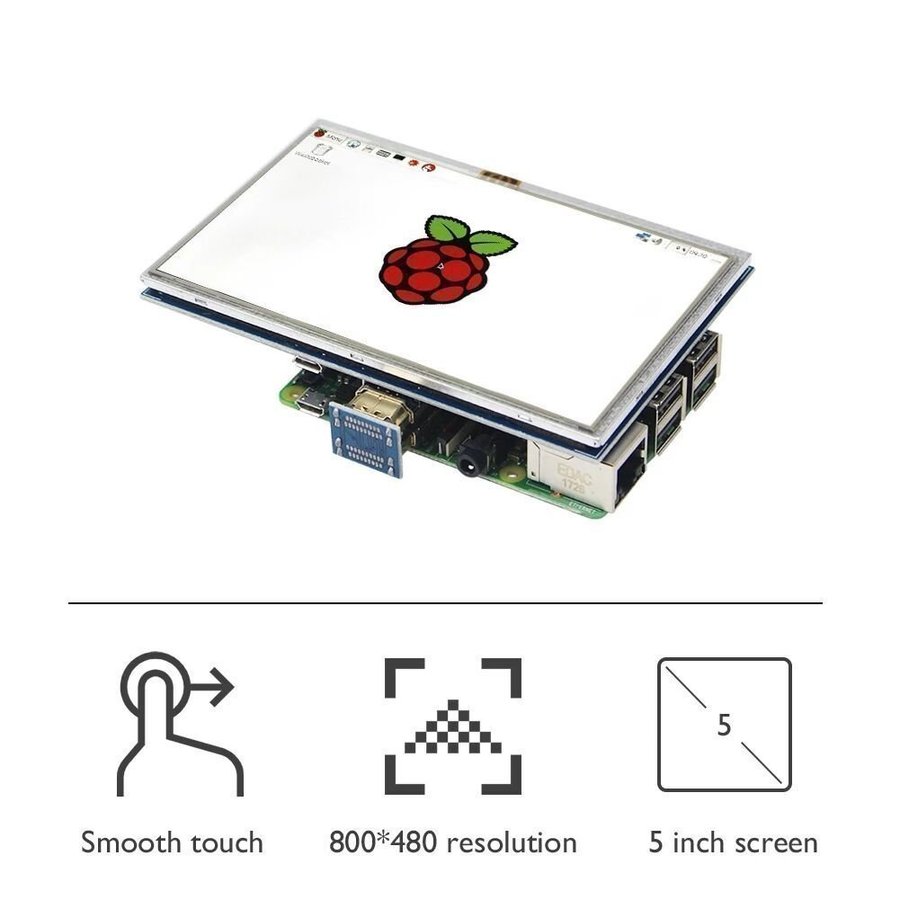 Ny HD 800X480 TFT LCD Skärm 5” För Raspberry Pi 3B