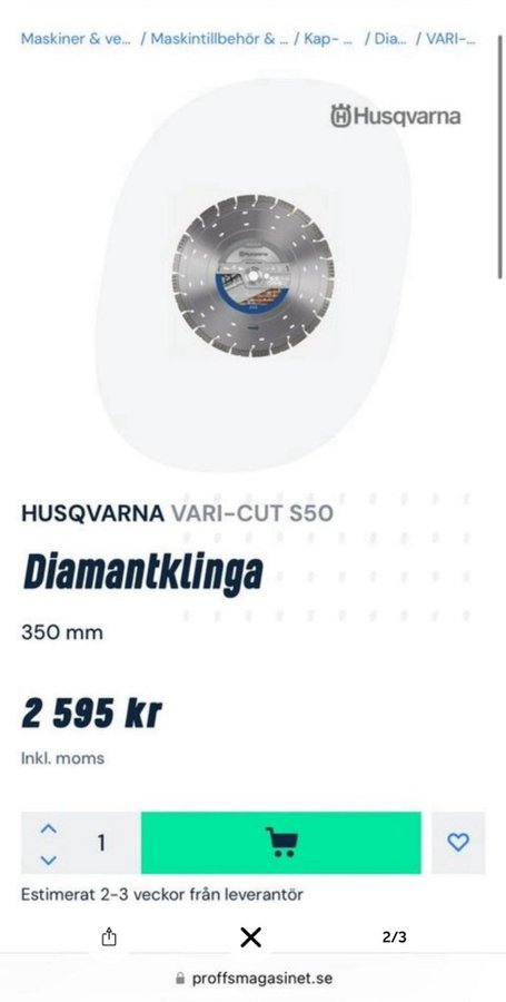 Husqvarna VARI-CUT S50 Diamantklinga 300mm oanvänd