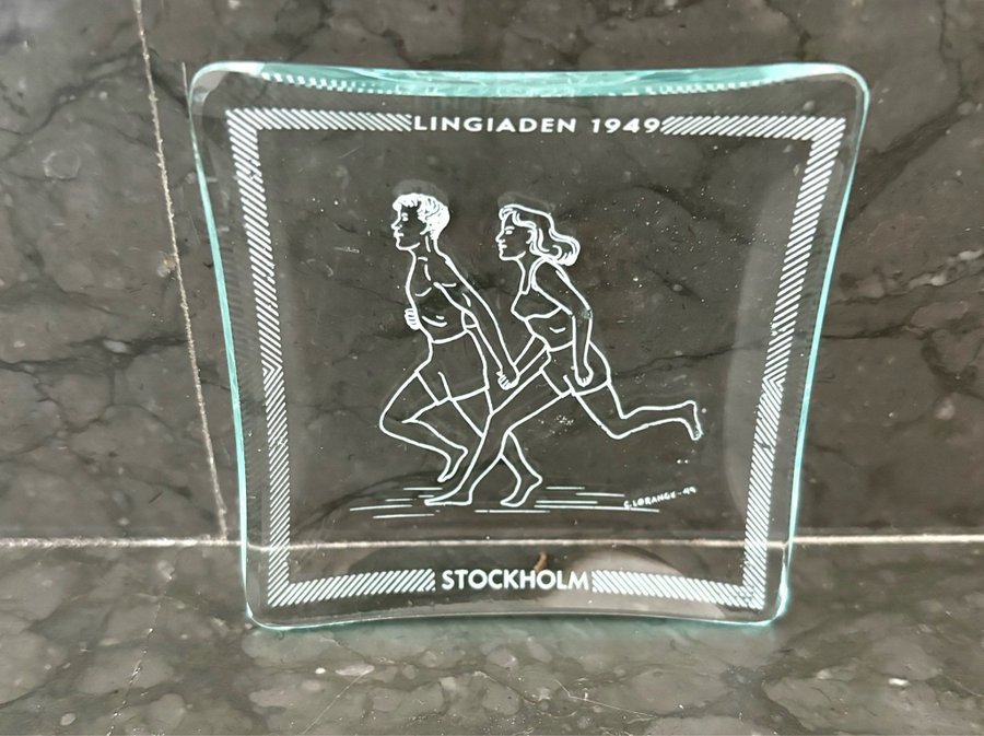 3 st små söta glasfat Lingiaden 1949 Stockholm