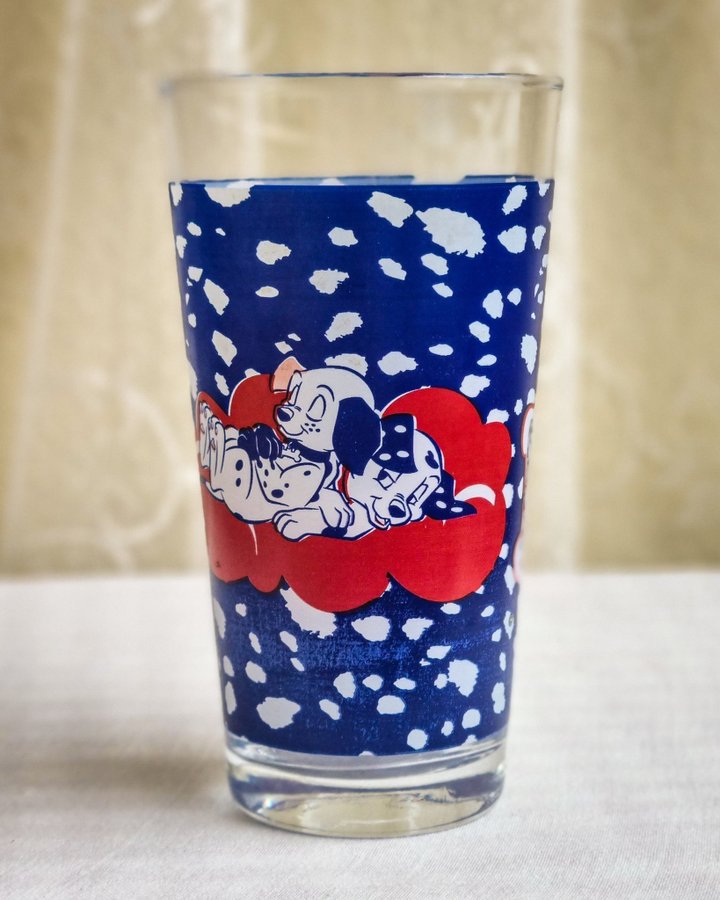 RARE Vintage Y2K 102 Dalmatians Drinking Glass | Retro 2000s Red Blue 101 Disney