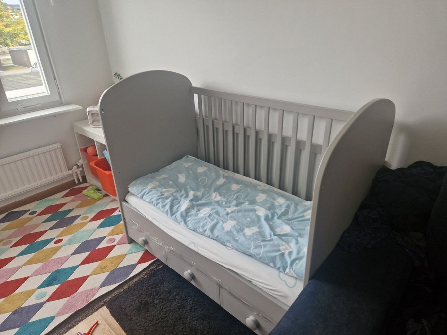 Ikea Gonatt 60x120 Spjälsäng med låda och madress