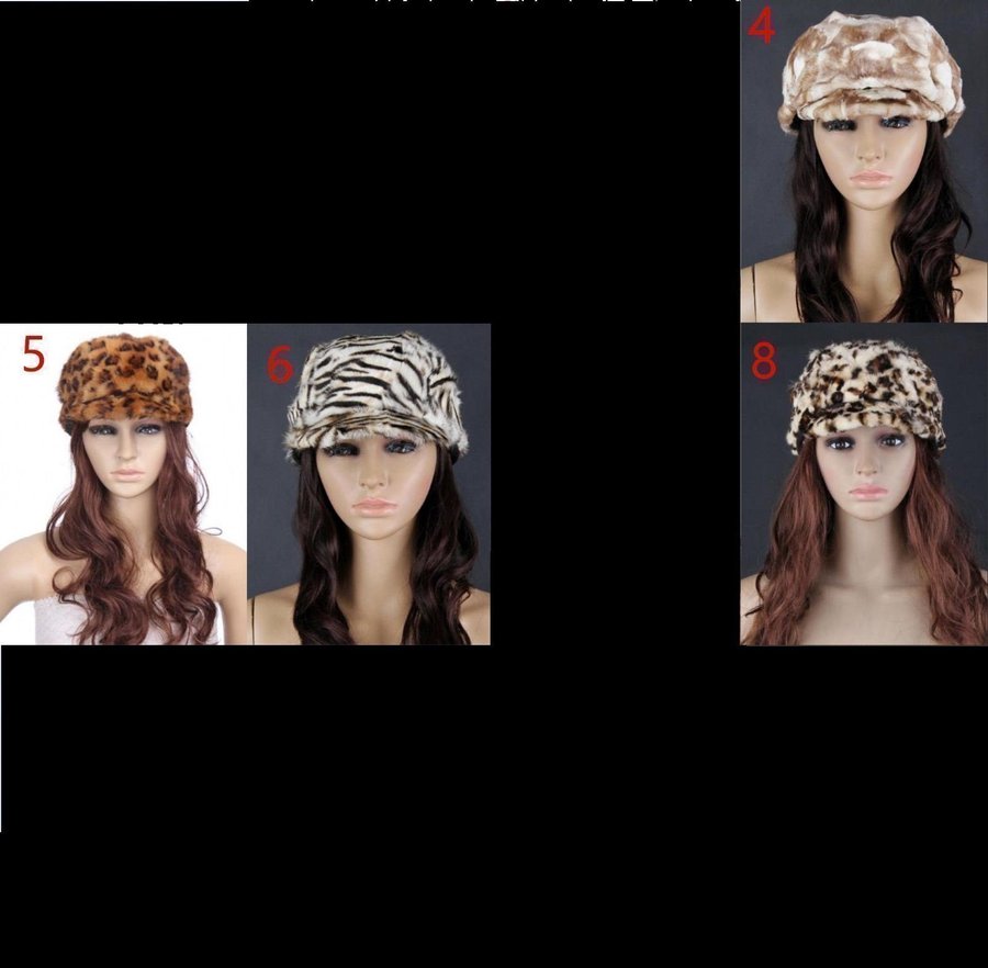 KEPS päls mössa brun LEOPARD tiger DJURMÖSSA m dragsk XS S M L XL **SNABB LEVER*