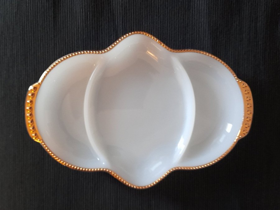 Vintage Oval Skål med Förgylld Kant – Made in USA