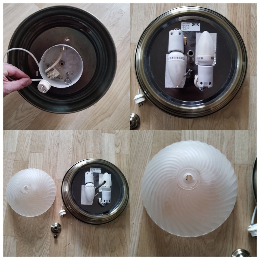 PLAFOND märkta IKEA Sweden Vintage 1900-tal i frostat glas och metall