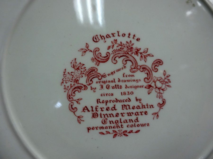 255 cm Vintage Tallrik Charlotte  Alfred Meakin Dinnerware England 1930 tal