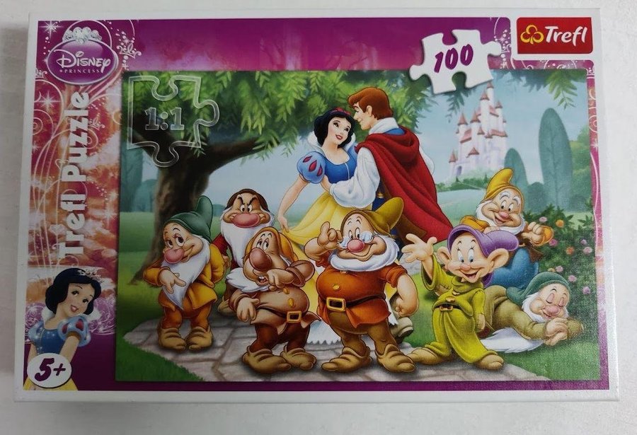 Disney Snövit  de sju dvärgarna Pussel Trefl 100 bitar komplett Mkt fint!!