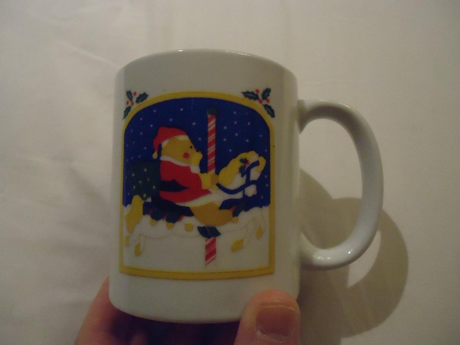 Jultomte med häst jul kaffe te stengods porslin mugg Christmas Santa Claus mug