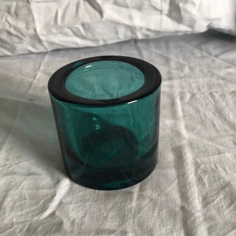 Ljuslykta Kivi Iittala blå grön fint skick