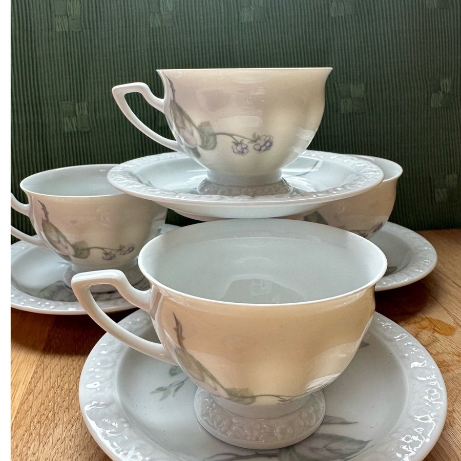 MARIA BJÖRNBÄR ROSENTHAL KAFFEKOPP m ASSIETT 4st RETRO VINTAGE