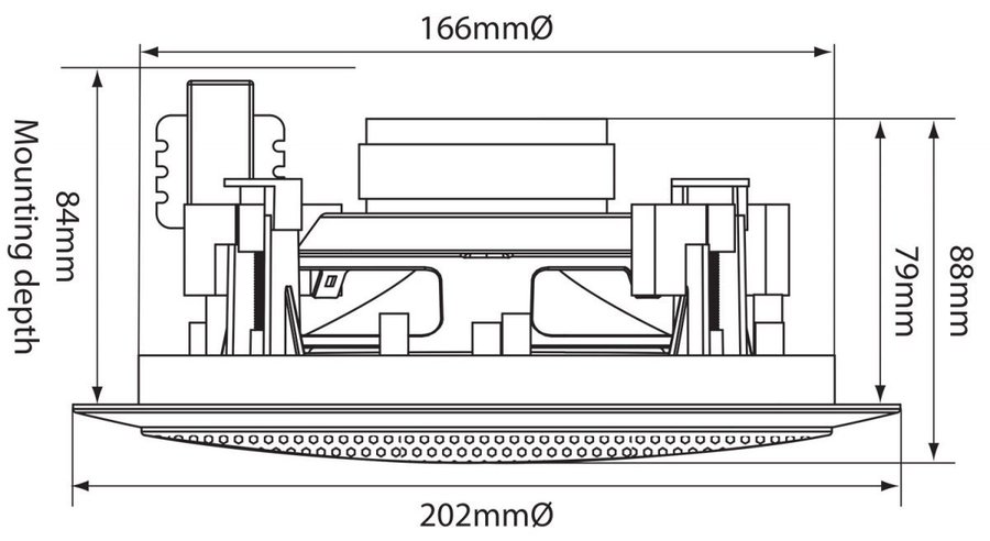 2st högtalare 202mm 320W max 80W RMS för tak, vägg, bil, båt, kontor, husvagn