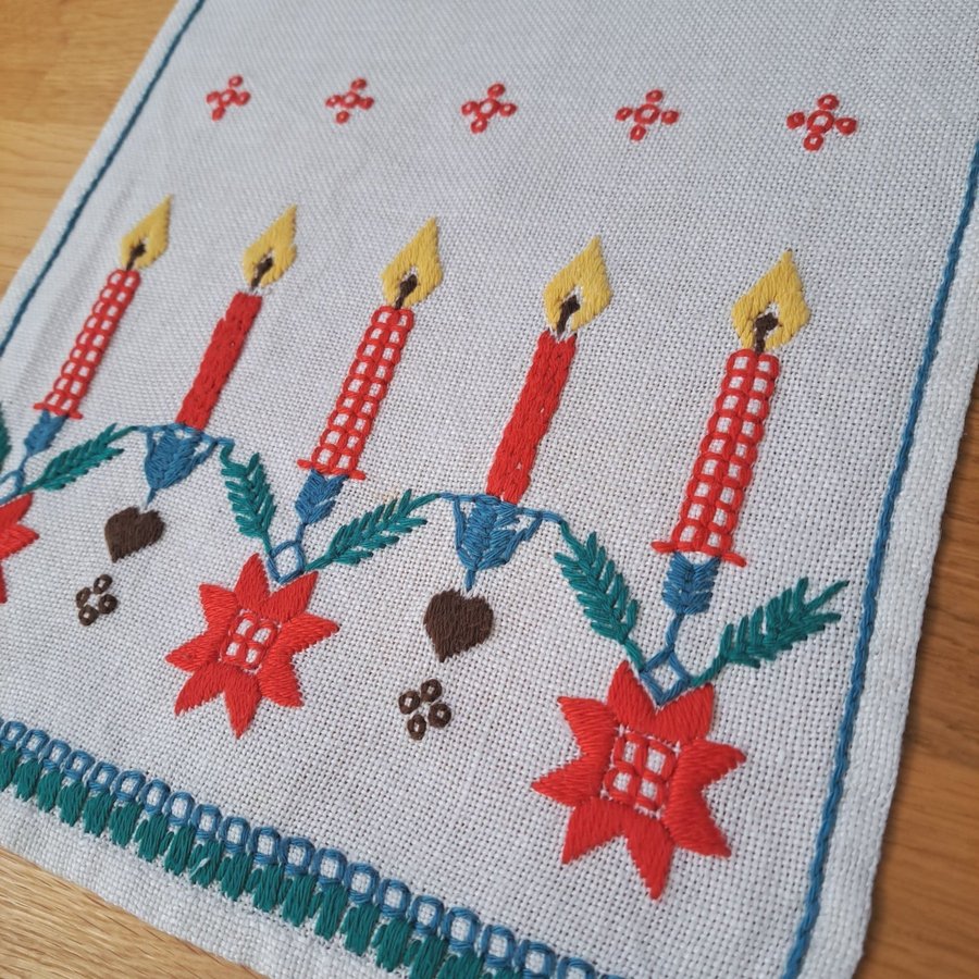 Handbroderad Julduk Advent