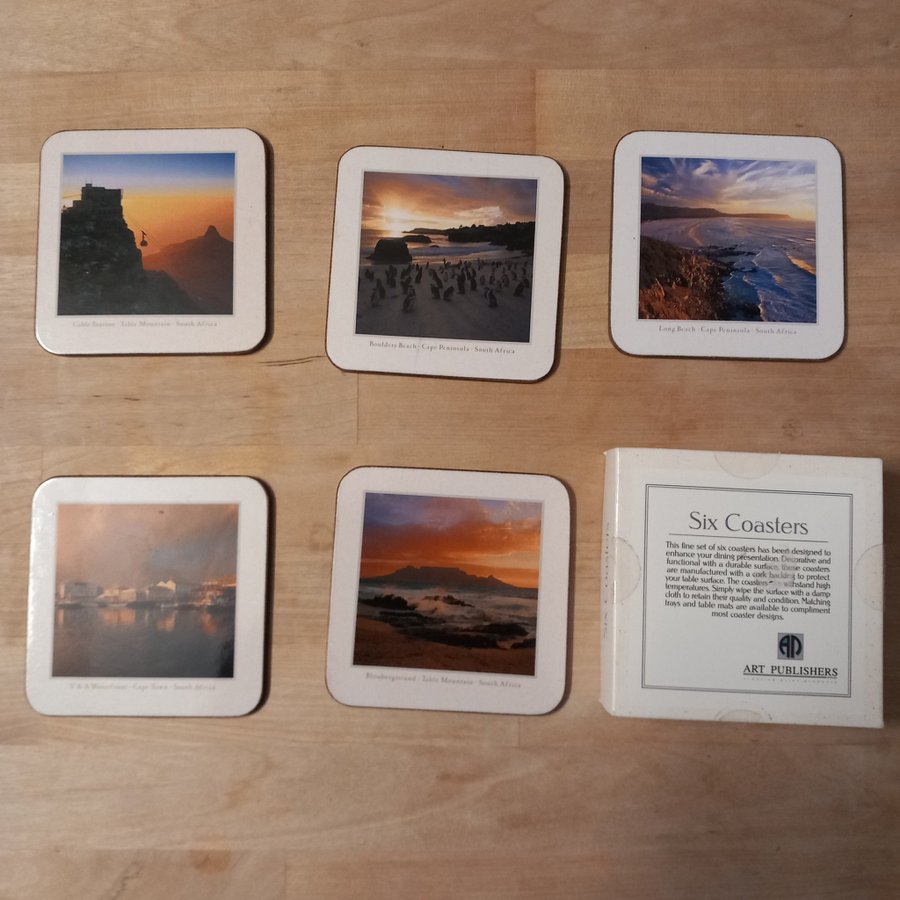 5 coasters med bilder från Sydafrika