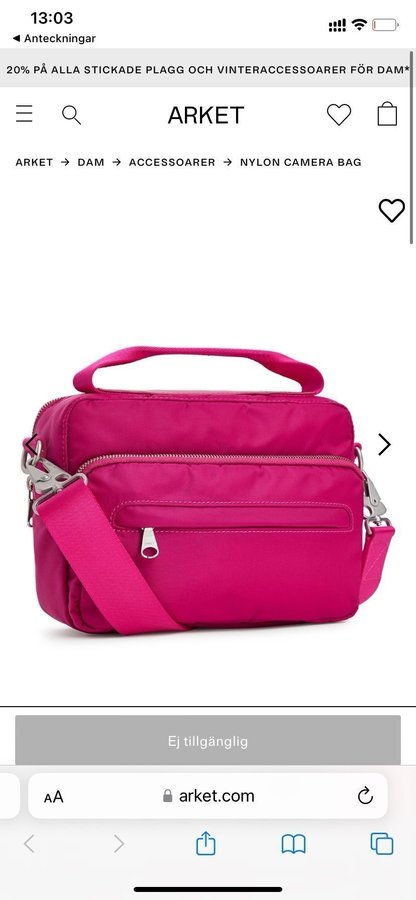 Arket Nylon Camera Bag Rosa/Cerise