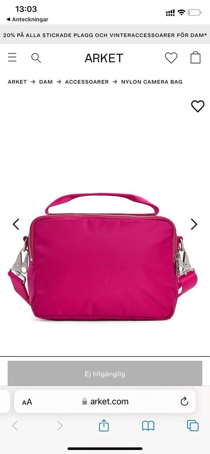 Arket Nylon Camera Bag Rosa/Cerise