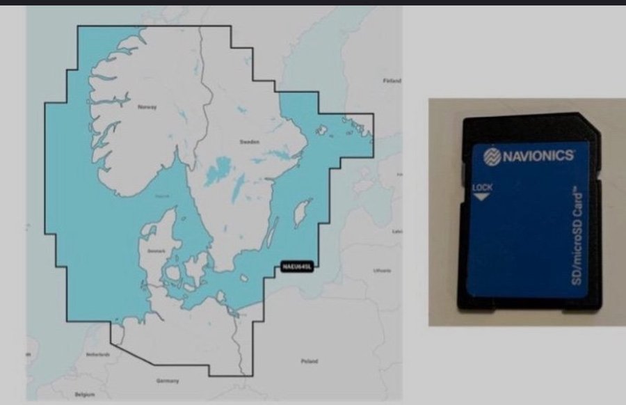 Navionics+ Large NAEU645L Södra Skandinavien norra Tyskl 2024 micro sd+Adapter