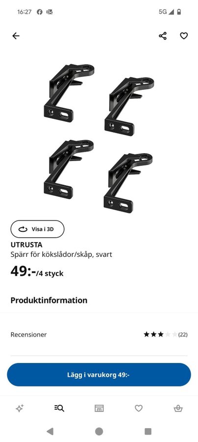 UTRUSTA Spärr för kökslådor/skåp, svart