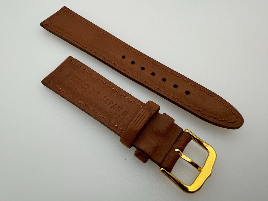 Brown Seiko Watch Leather Strap 20 mm Men