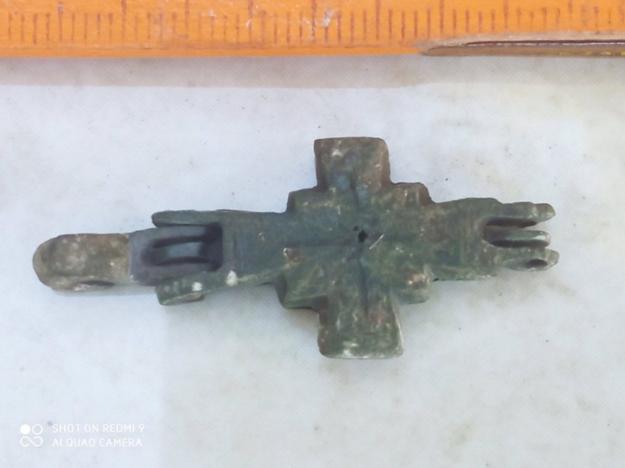 Ancient bronze cross encolpion Kievan Rus 10-12 century