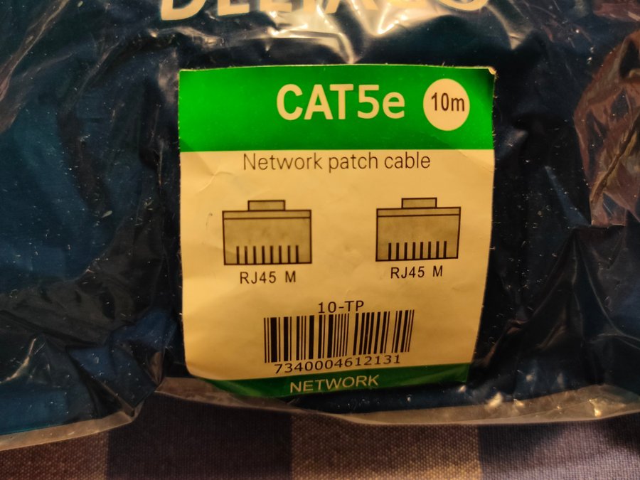 10m Cat5e RJ45 network patch kabel Grå