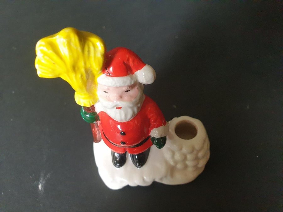 Äldre miniatyr ljusstake tomte Jul Advent