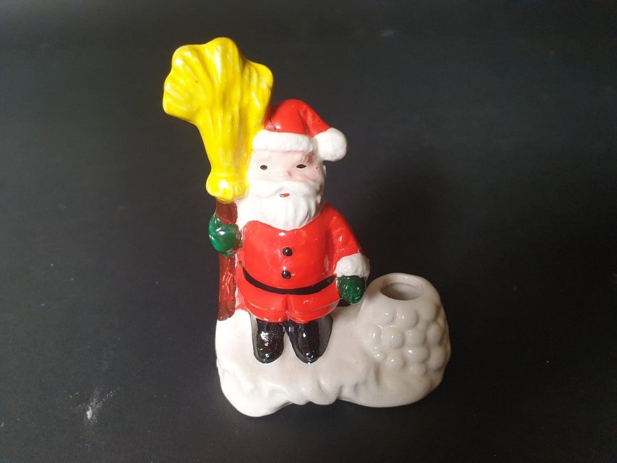 Äldre miniatyr ljusstake tomte Jul Advent