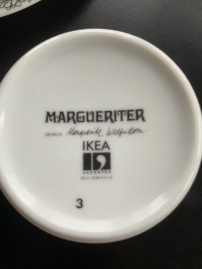 4 Kaffekopp, fat o assiett Margurite Walfridson IKEA Midsommar 70-tal