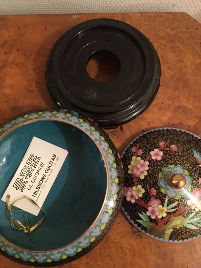 Cloisonne Stor Burk med Lock Emalj