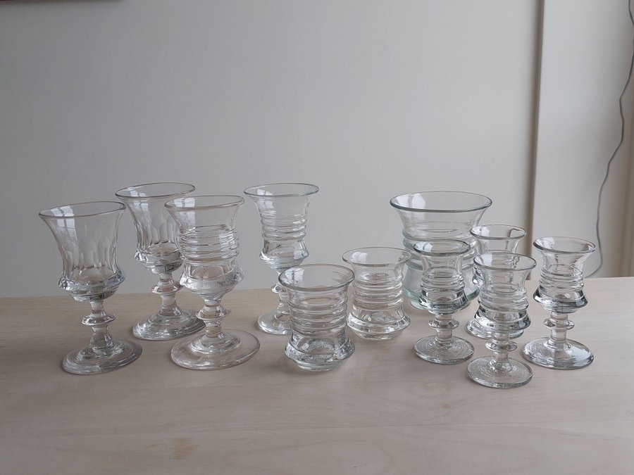 Samling Länsmansglas snapsglas 1800-tal