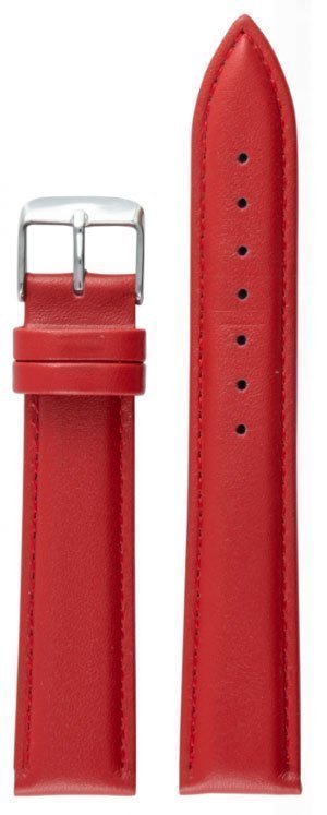*NY Klockarmband i äkta läder Rött - Krom spänne - 20 mm