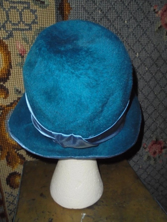 hatt turkos damhatt vintage oanvänd