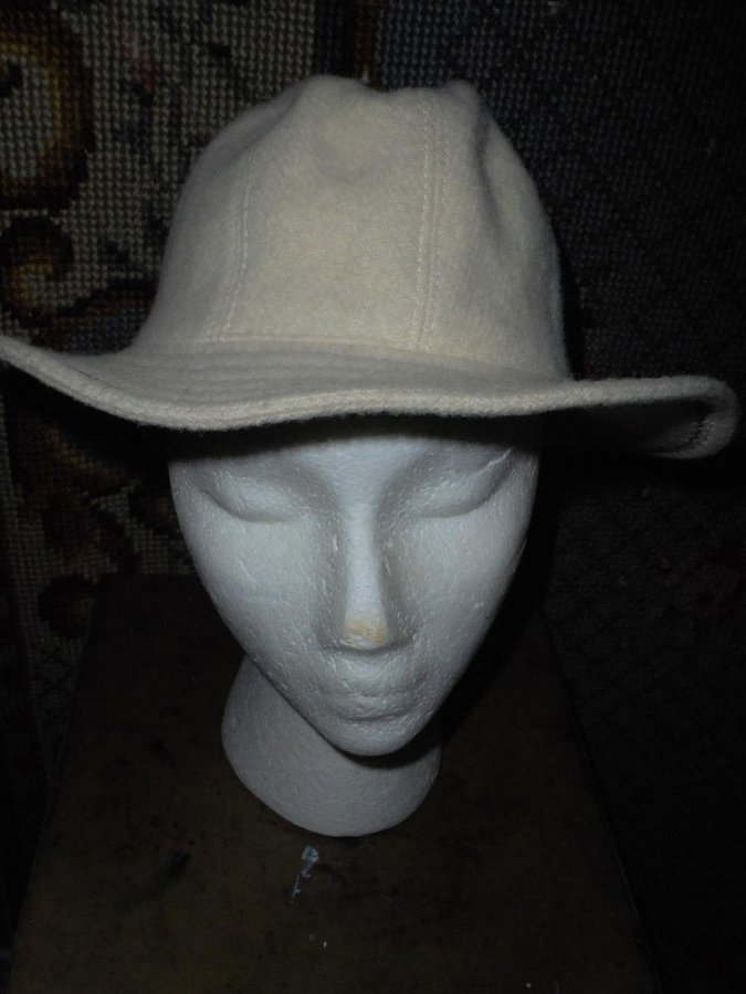 hatt creme damhatt vintage oanvänd