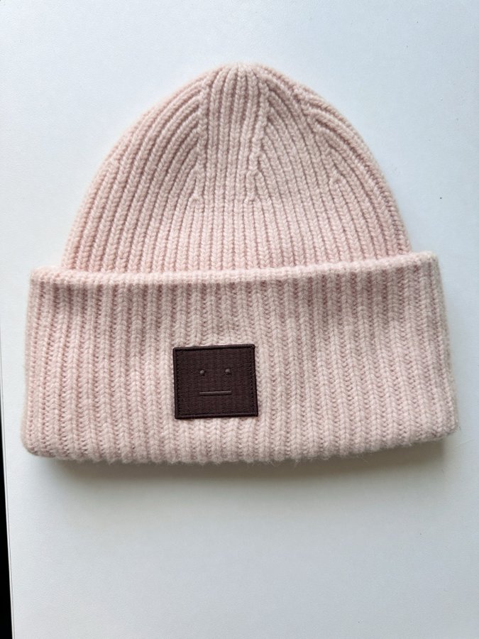 Acne studios large face logo hat beige-pink