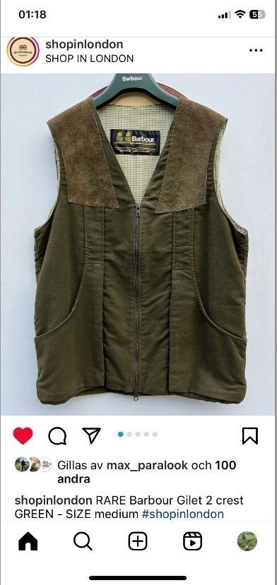 Barbour Vintage Retro väst "rätt” foder XL