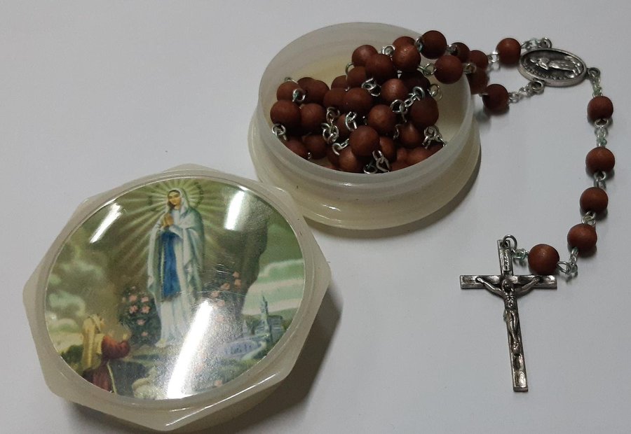 Handmade Rosary Gammal Religiöst radband Vit med Jesus Kristus Rosblad